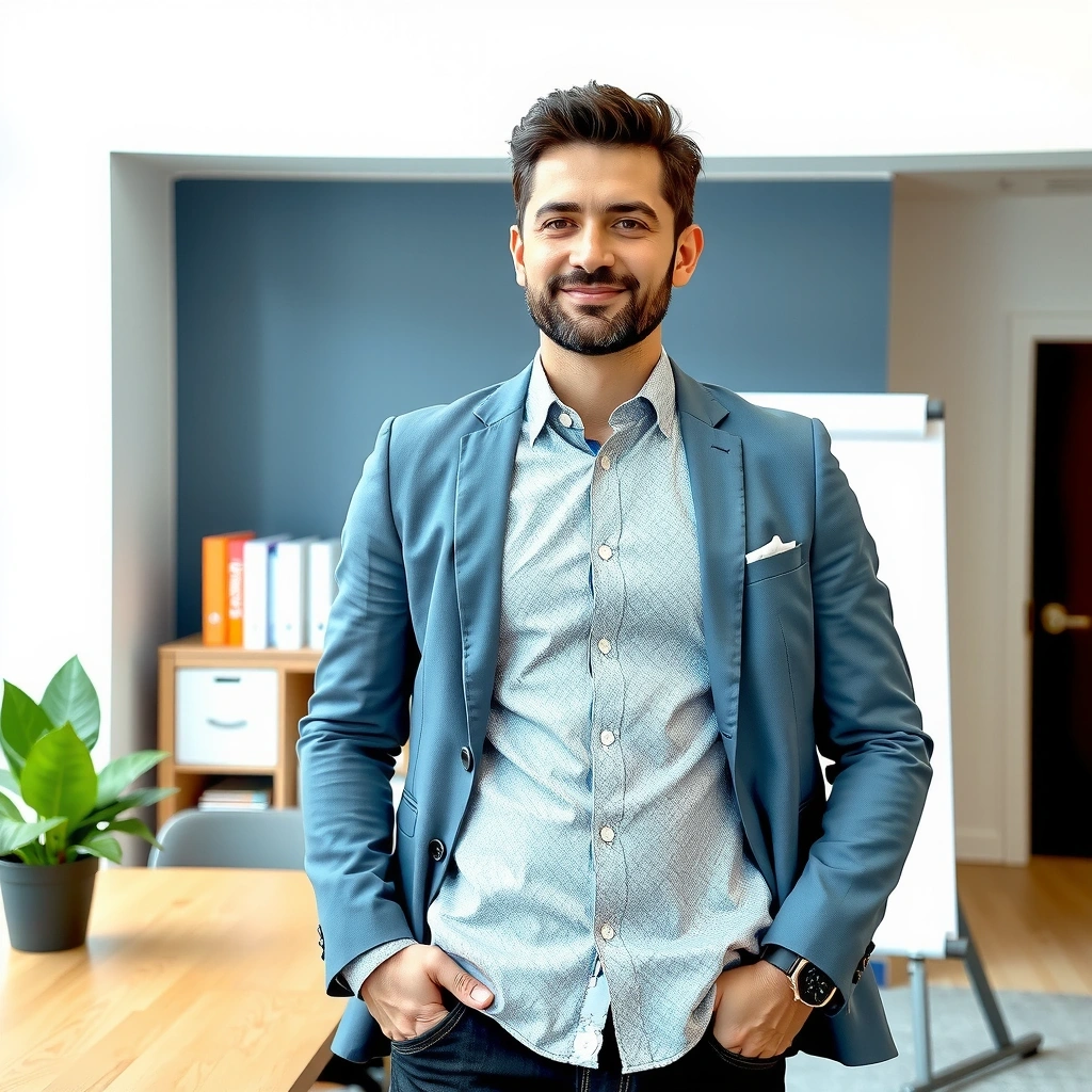 Homem confiante no ambiente profissional